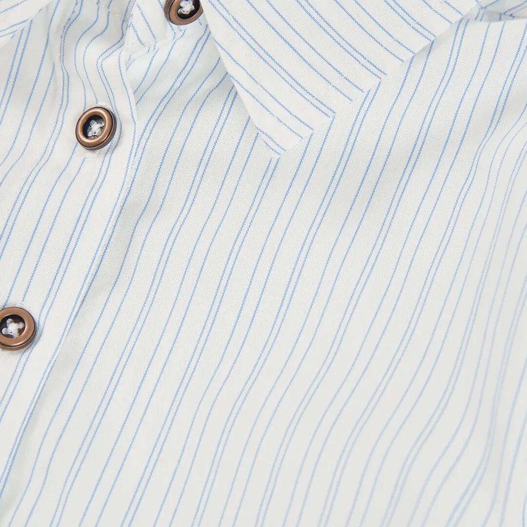 Camisa popelín niña blanca rayas azules 3/4