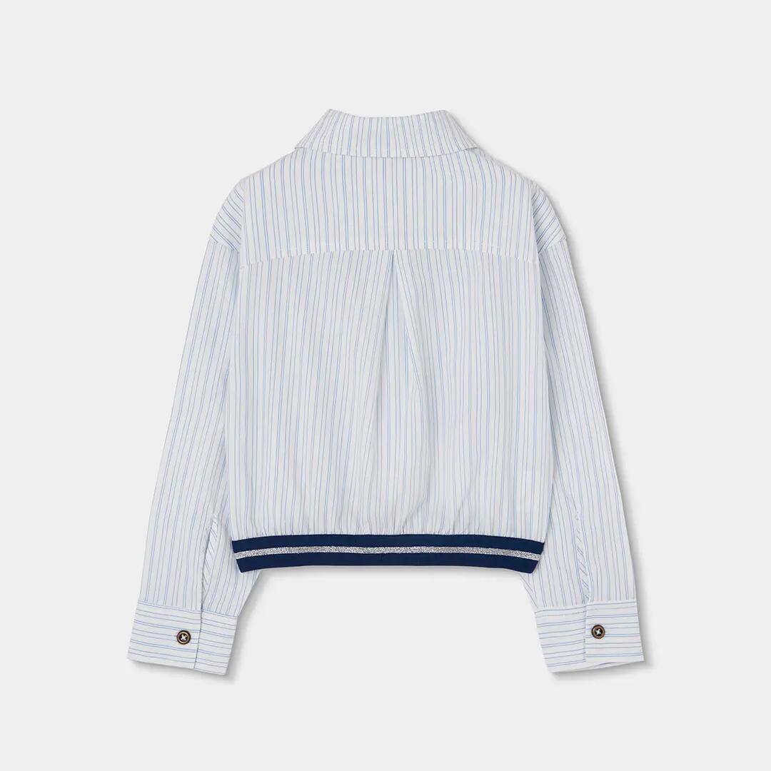 Camisa popelín niña blanca rayas azules 2/4