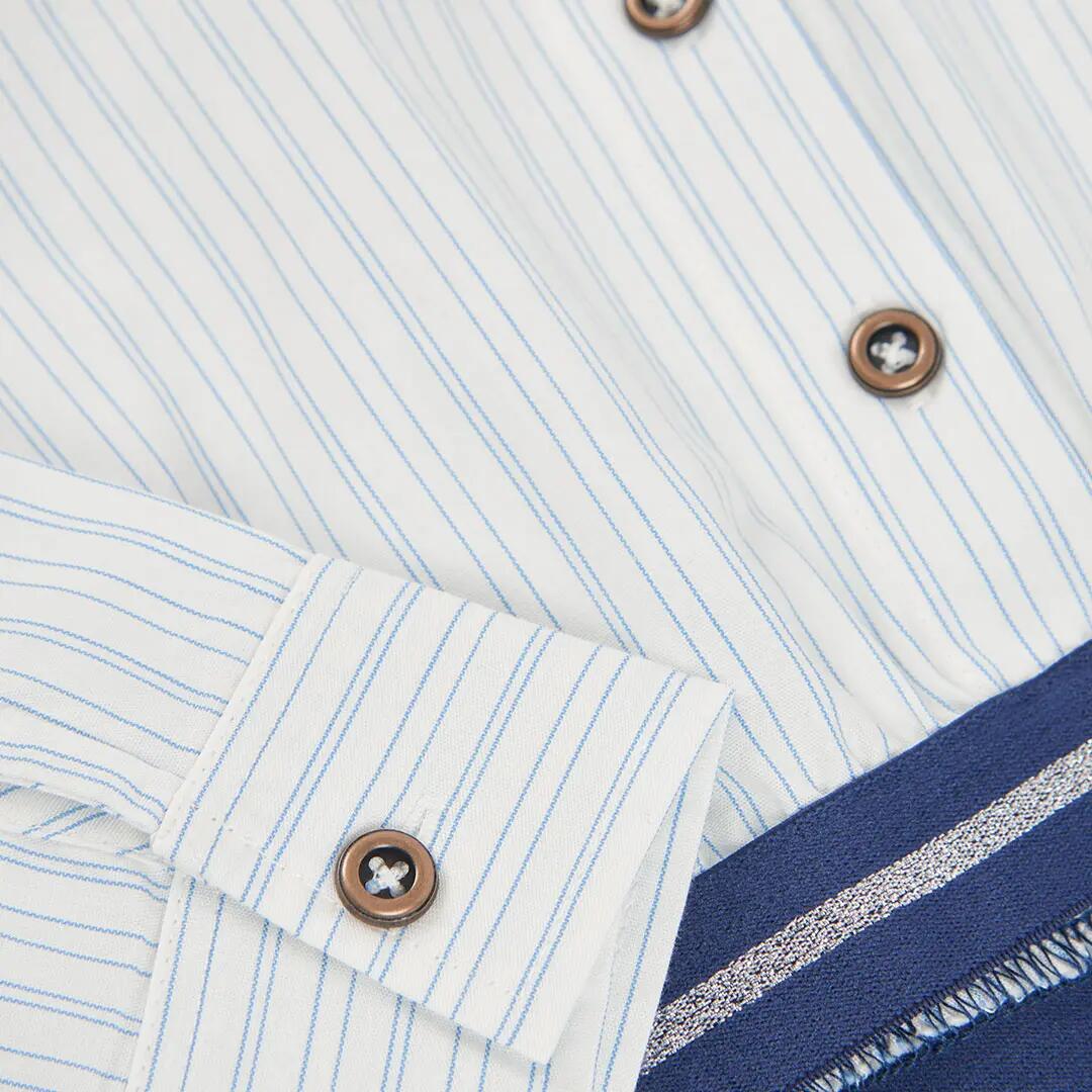 Camisa popelín niña blanca rayas azules 4/4