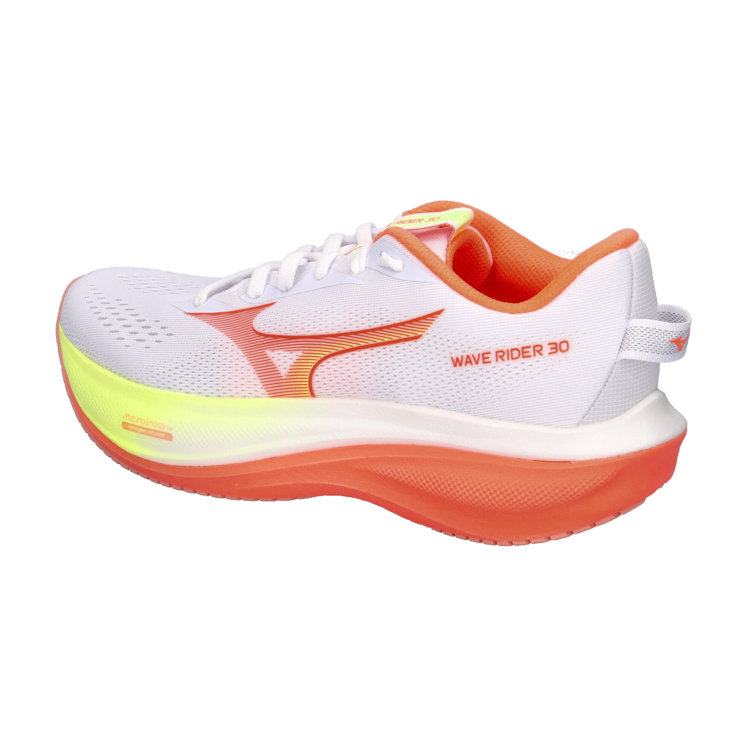 Mizuno Damen Wave Rider 30 Laufschuh J1GM262071 White/Flamingo Coarl/Lime Plump 11/15