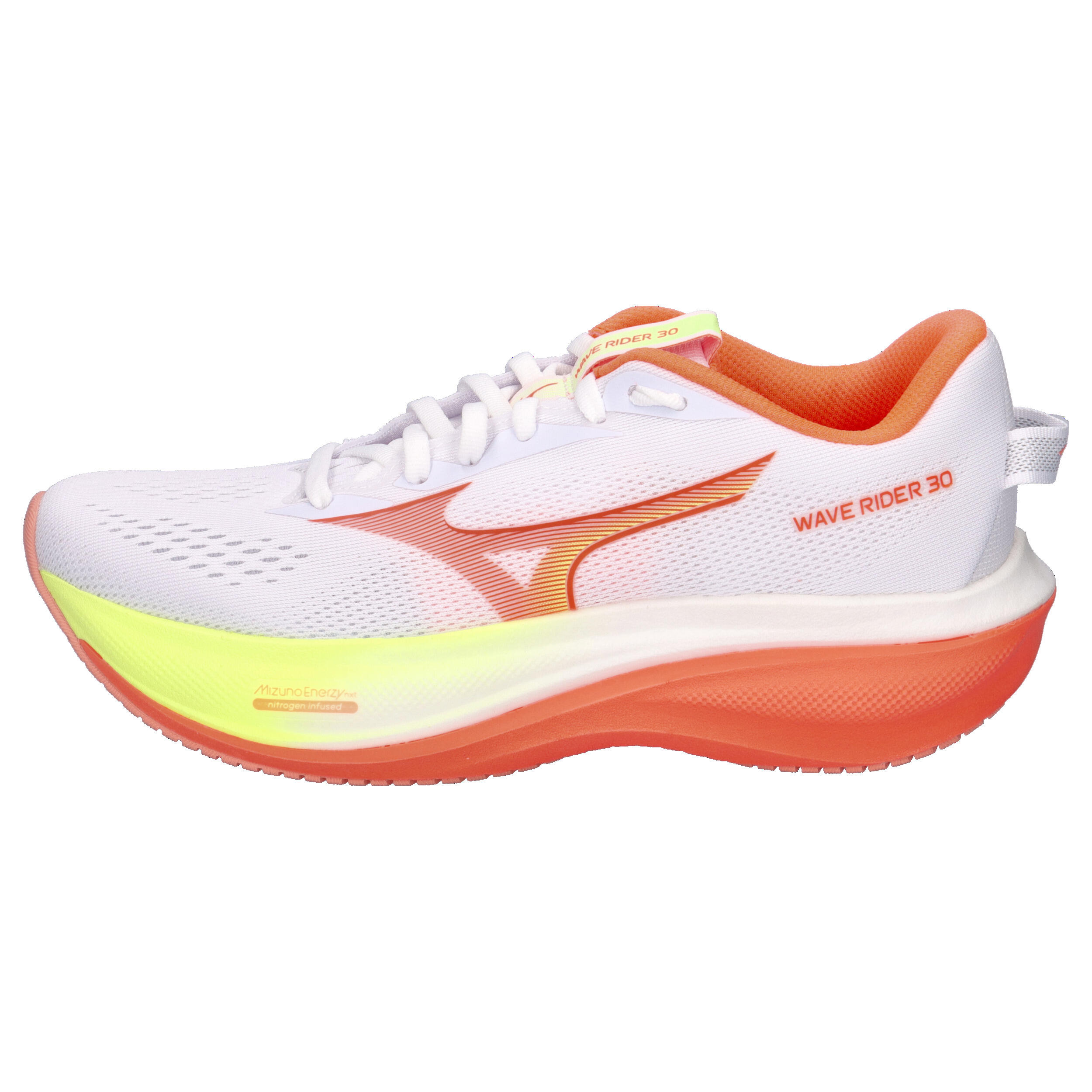 Mizuno Damen Wave Rider 30 Laufschuh J1GM262071 White/Flamingo Coarl/Lime Plump 10/15