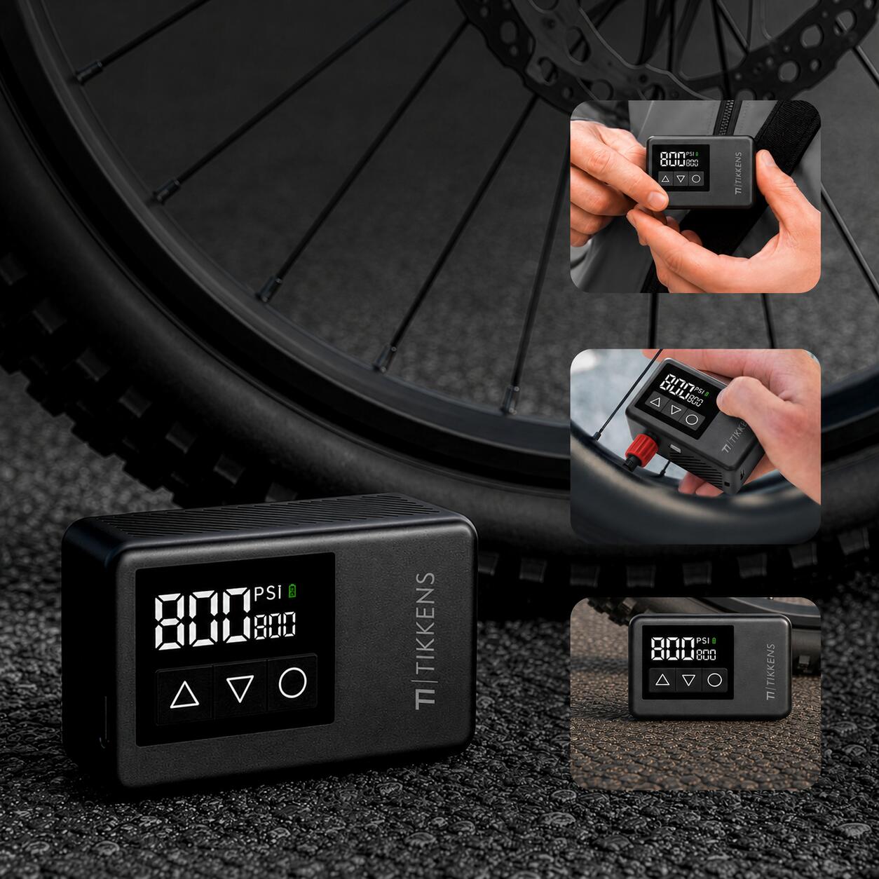 AirGo Electric Bicycle Pump - Mini Air Compressor 120 PSI - All Valves 5/5