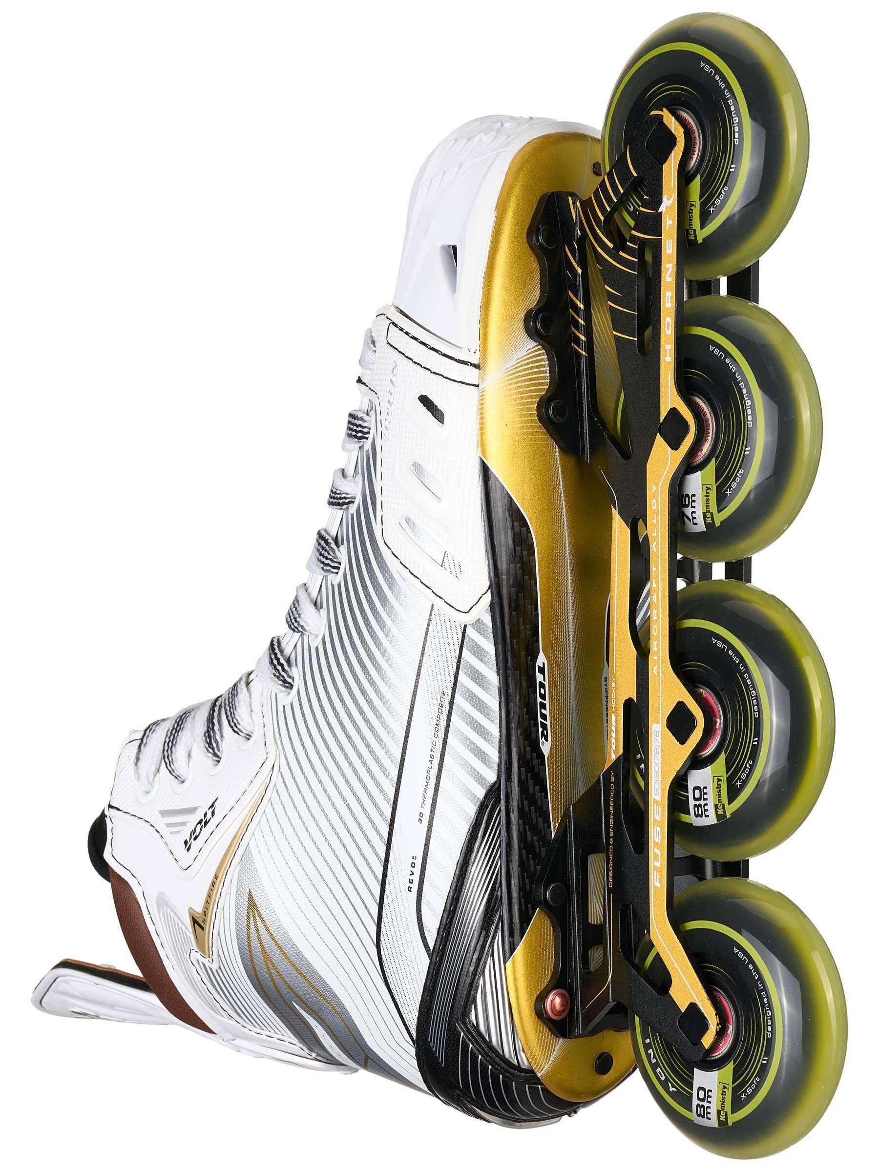 TOUR Volt Spitfire Senior White/Gold rollers de hockey 5/6