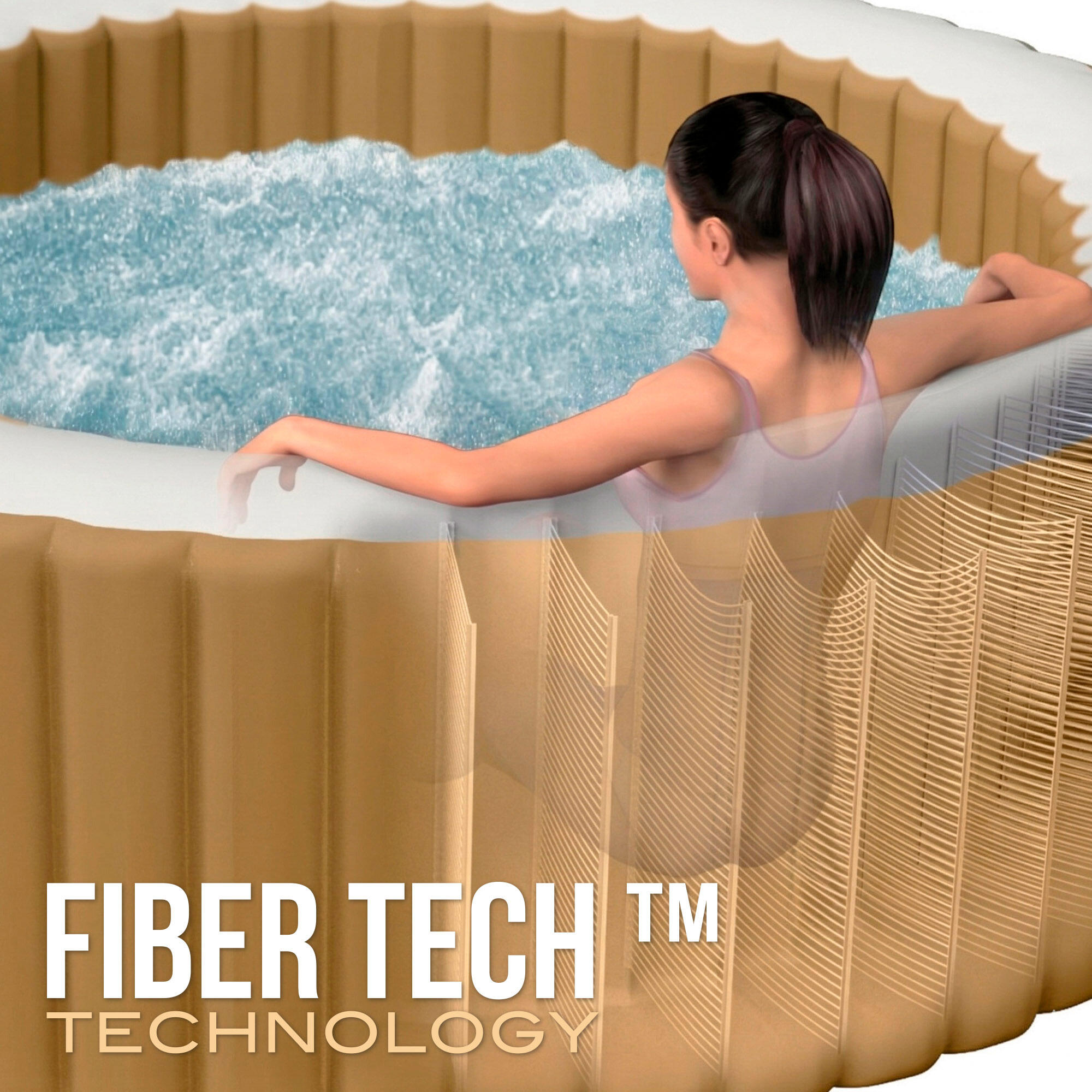 INTEX 28426ND - 4 person, 77" x 28"  Sahara Tan Round Bubble SPA set, 220-240 Vo 6/7