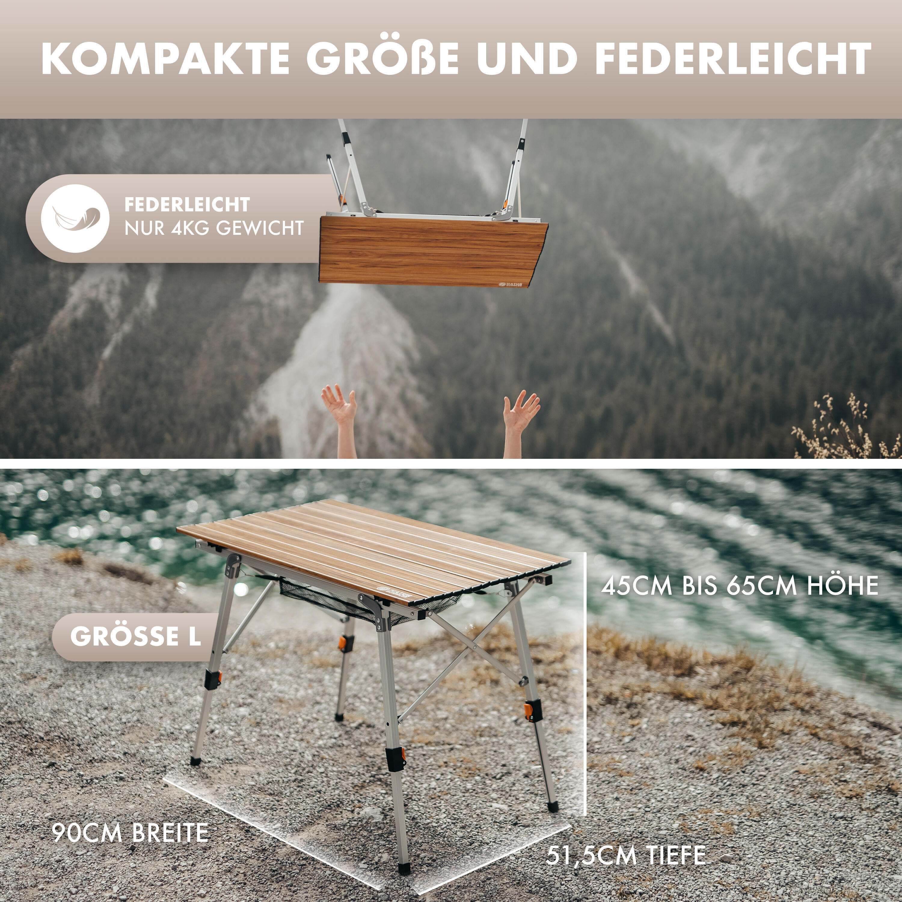 Camping Falttisch (Größe L) Aluminium höhenverstellbar ultraleicht Solid-Litec+ 2/7