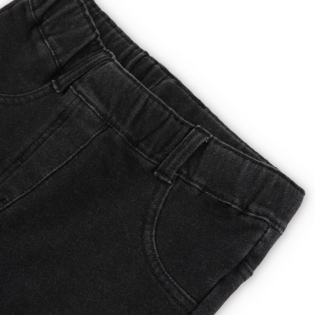 Pantalón niña felpa denim negro 3/4