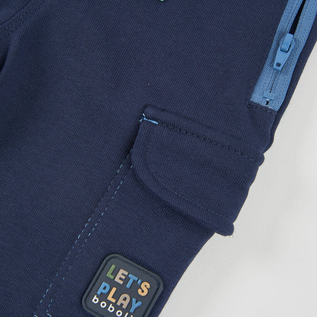 Pantalón felpa niño azul marino cargo 4/4