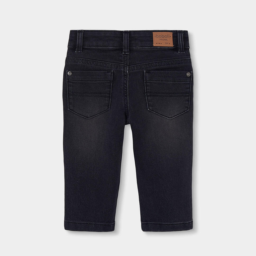 Pantalón niño denim elastico negro 2/4