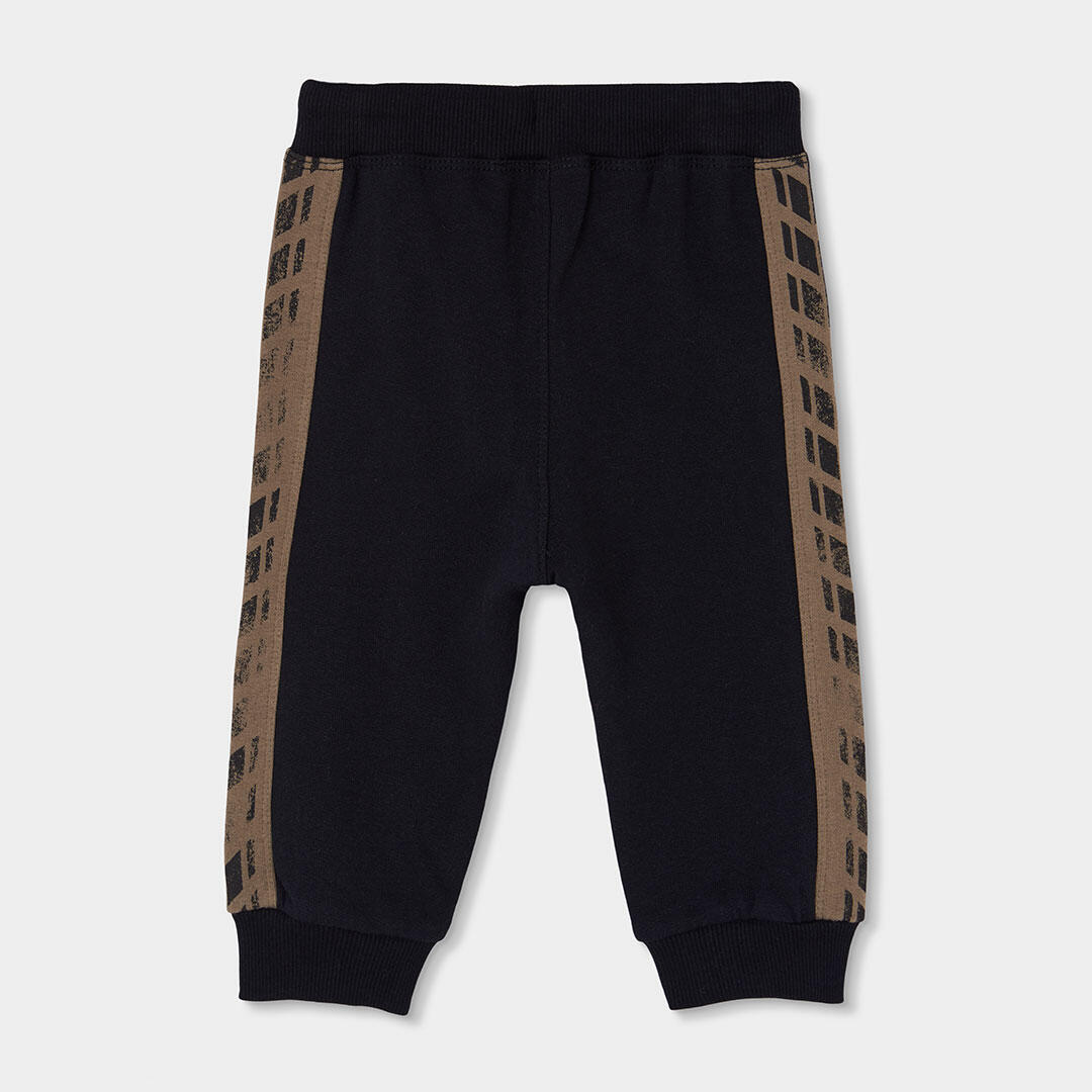 Pantalón felpa niño negro con franjas laterales 2/4