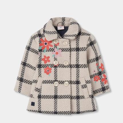 Manteau fille carreaux broderie fleurs