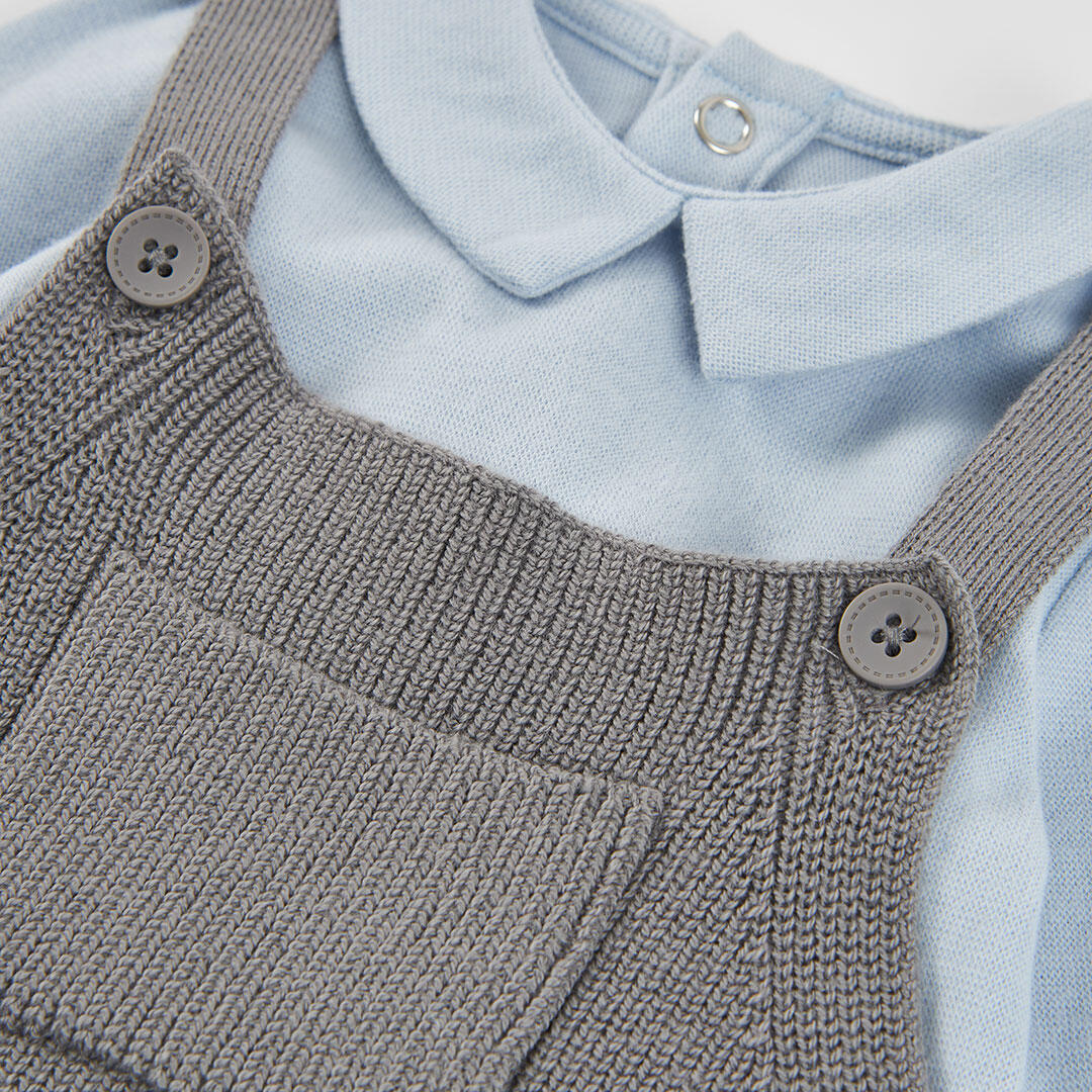 Conjunto punto bebé niño gris con búhos 7/7