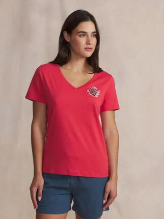 T-shirt femme - V floral - NAMIATEE Jaune/orange