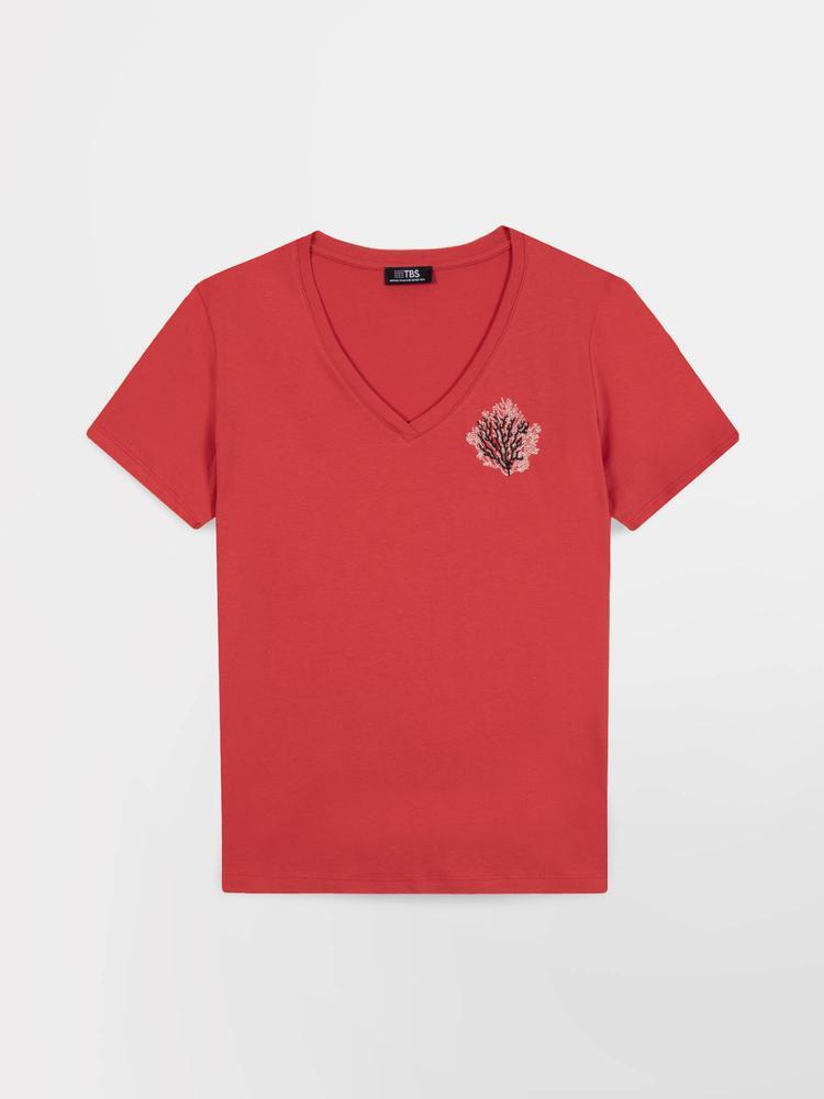 T-shirt manches courtes femme NAMIATEE Hibiscus, 100% coton 4/5