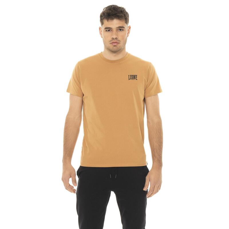 Tricou bărbătesc cu mânecă scurtă din bumbac elastic, cu logo mic „Basic”