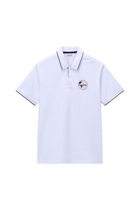 Polo - Homme - Casual - Manches courtes, col à boutons, logo - Eril - Blanc