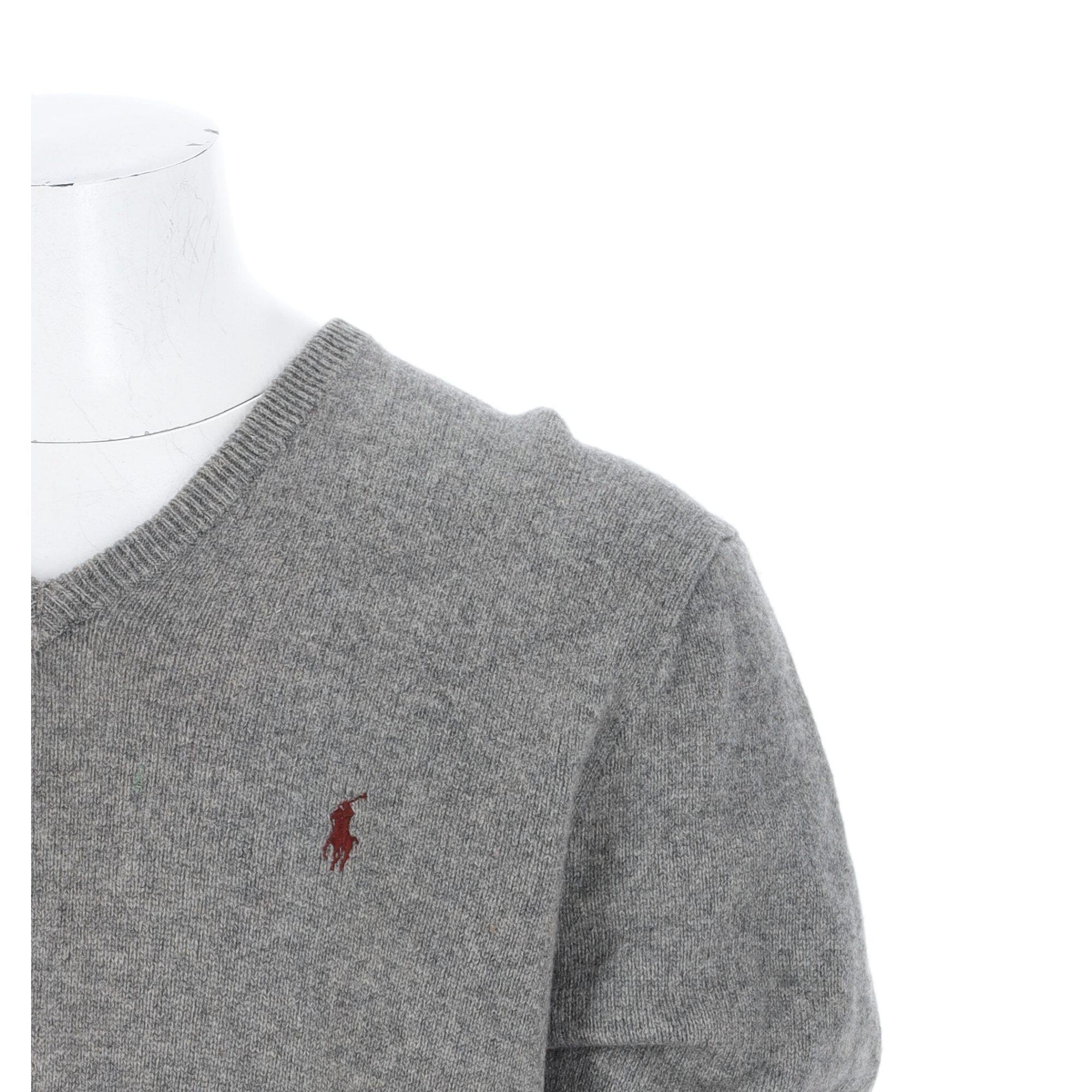 Tweedehands - Polo Ralph Lauren heren trui V-hals grijs - Als nieuw 6/7
