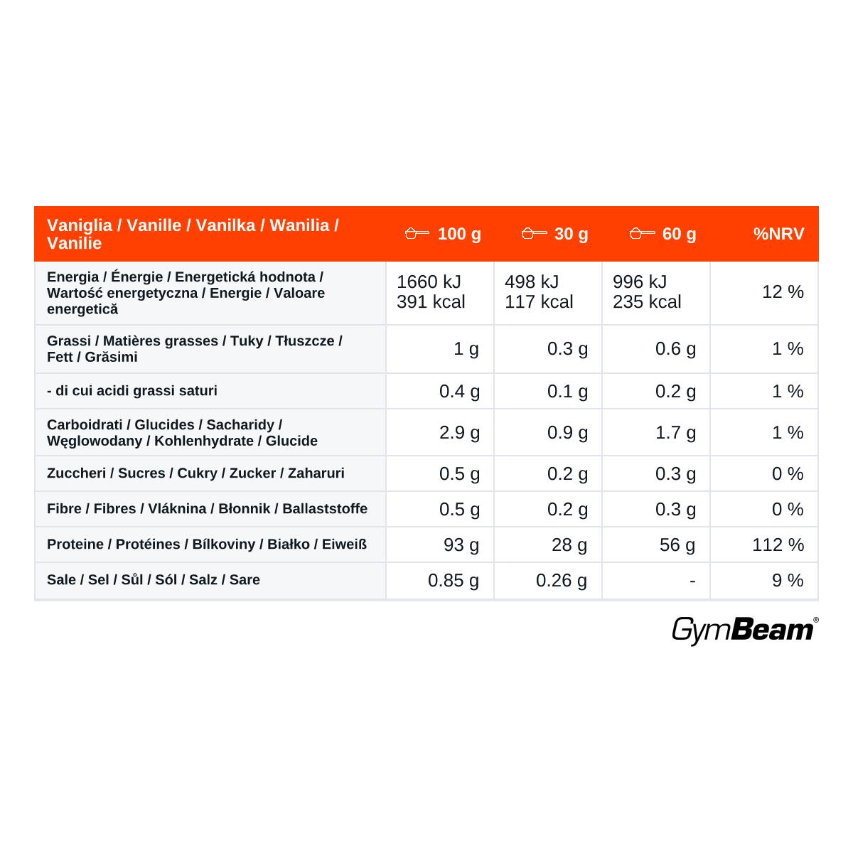 Białko wołowe GymBeam 1000 g wanilia 2/3