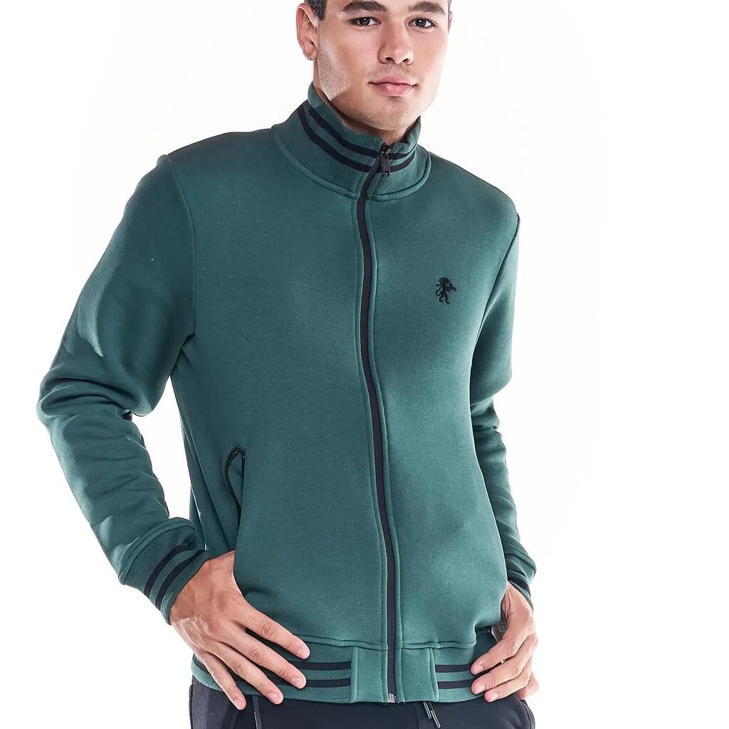 Men's Soft Basic Lion Icon Full-Zip Sweatshirts with Stand-Up Collar