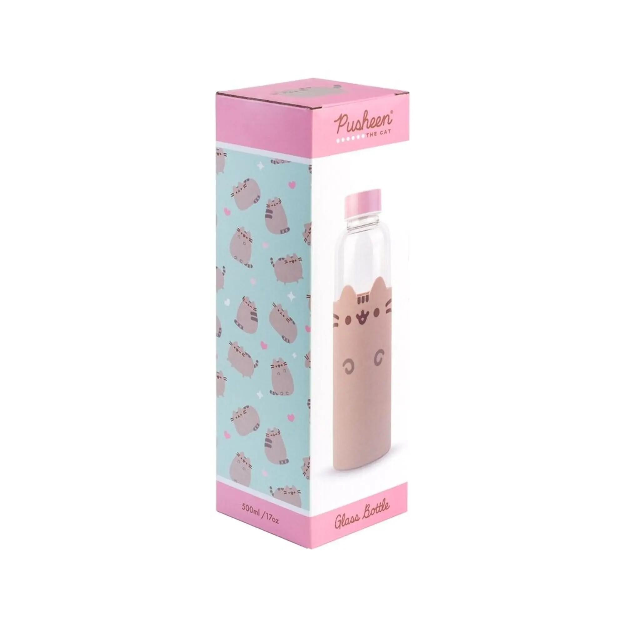 Borraccia de Cristal Adulti Pusheen con Funda de Neopreno e Asa Rosa 0,5 L 3/4