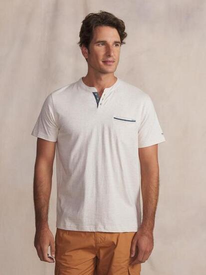 T-shirt manches courtes homme BLAKETEE - Beige Chine