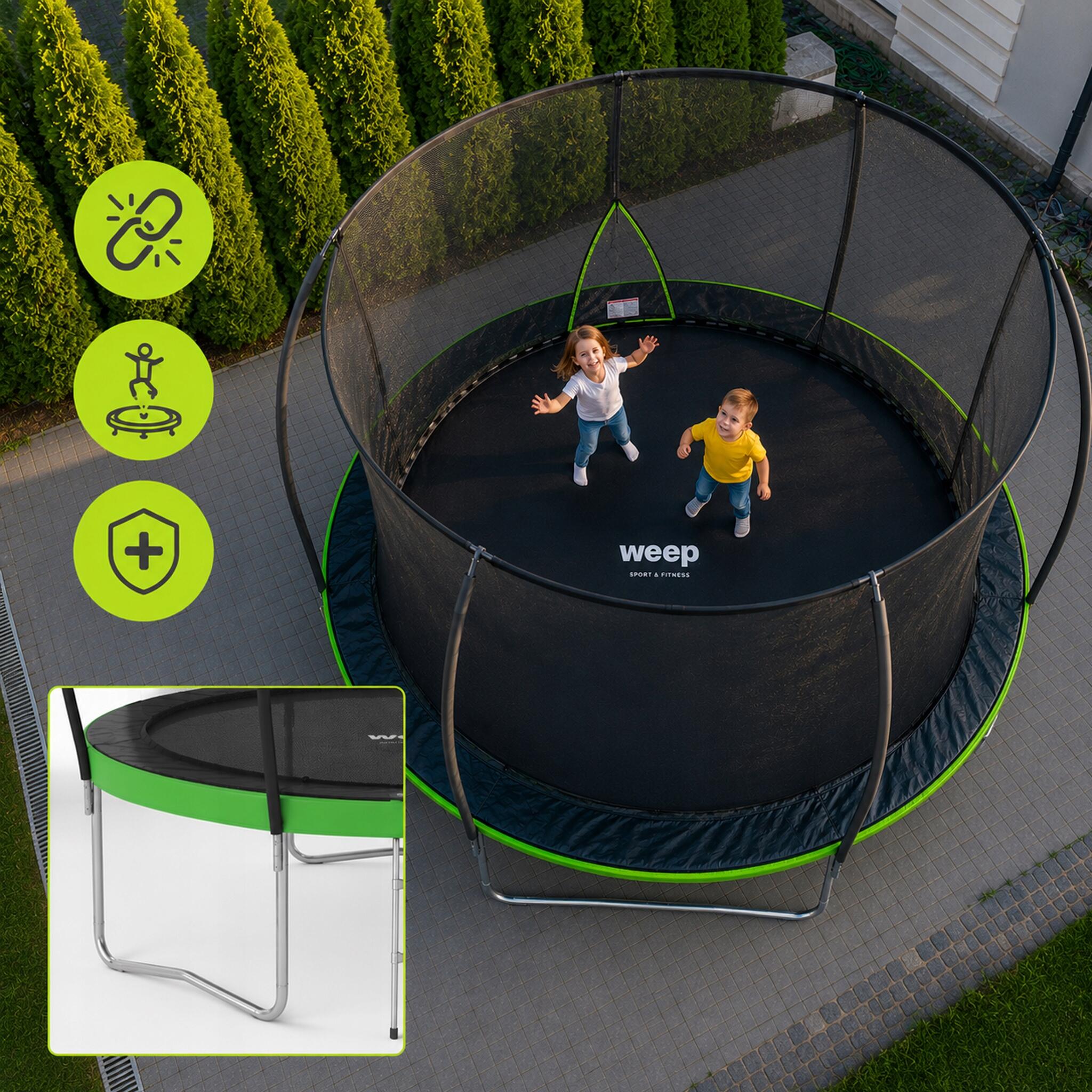 Trampolina Domowa Dla Dzieci Do Ogrodu Z Siatką Wewnętrzną - Weep 366cm 12" 3/7
