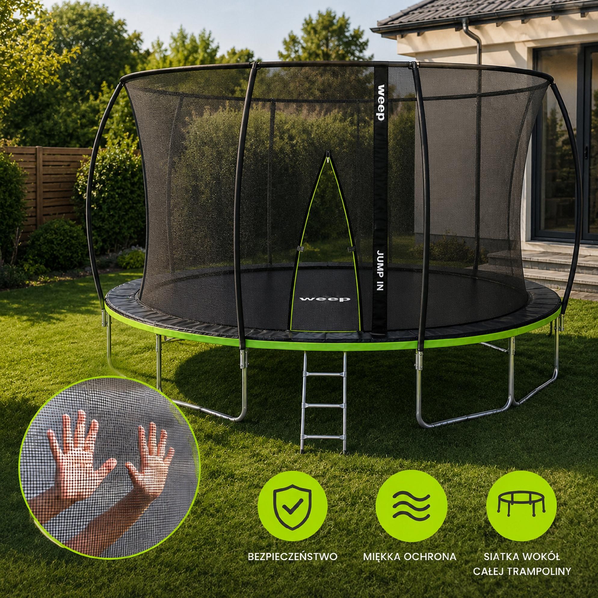 Trampolina Domowa Dla Dzieci Do Ogrodu Z Siatką Wewnętrzną - Weep 366cm 12" 2/7