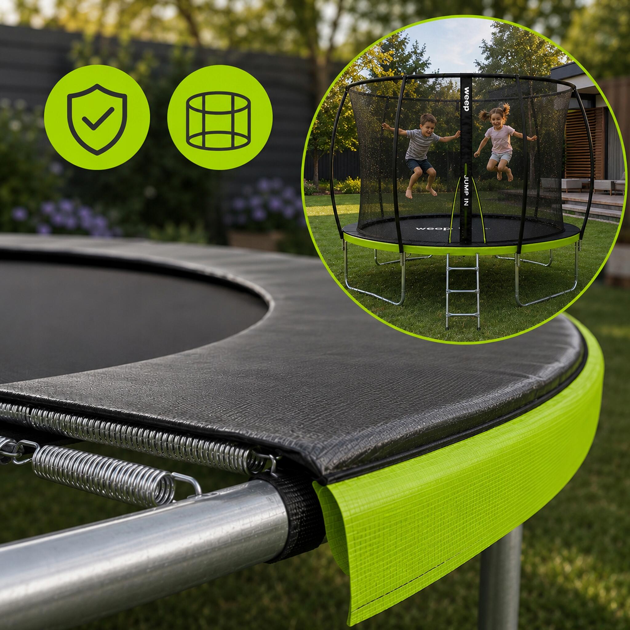 Trampolina Domowa Dla Dzieci Do Ogrodu Z Siatką Wewnętrzną - Weep 366cm 12" 4/7