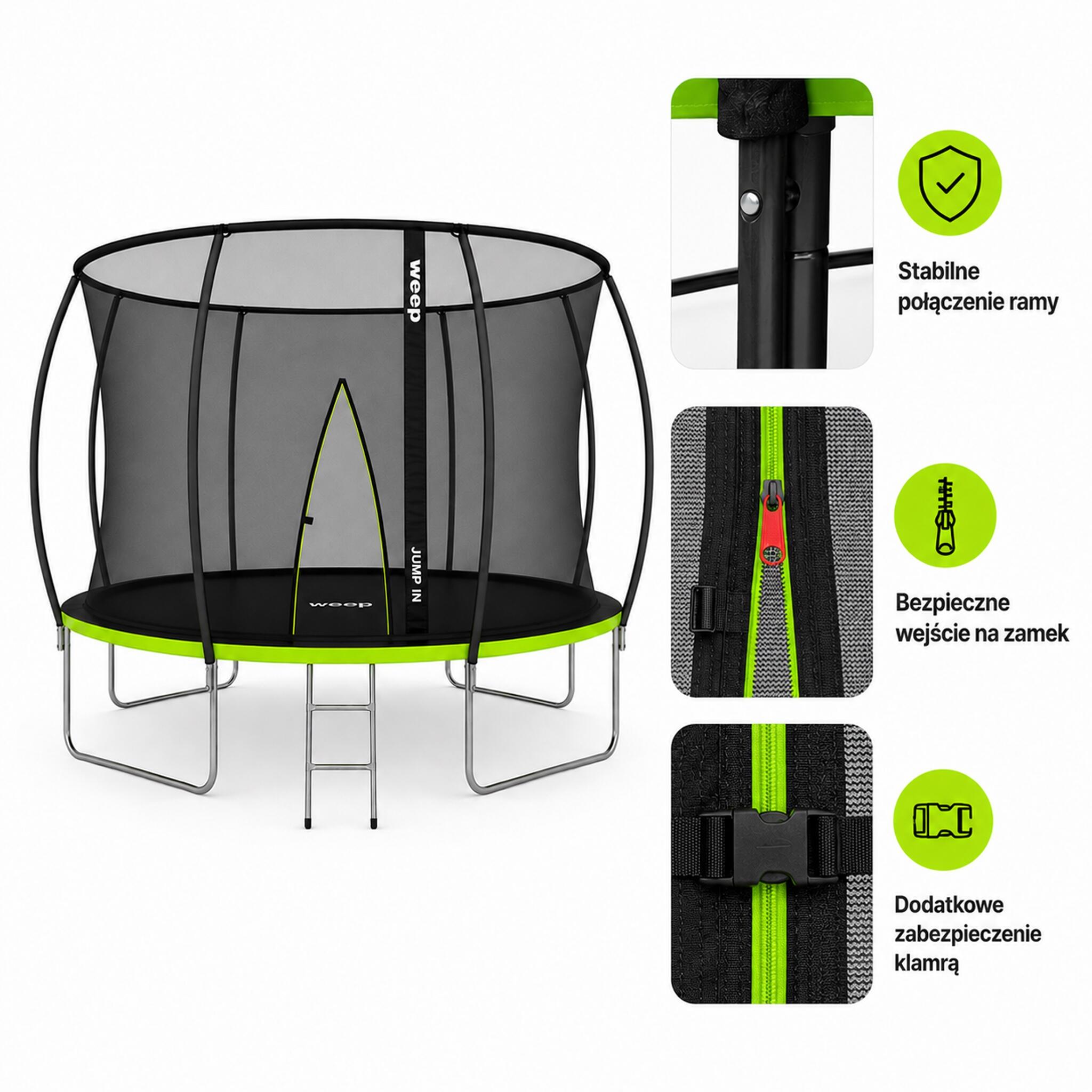 Trampolina Domowa Dla Dzieci Do Ogrodu Z Siatką Wewnętrzną - Weep 366cm 12" 6/7