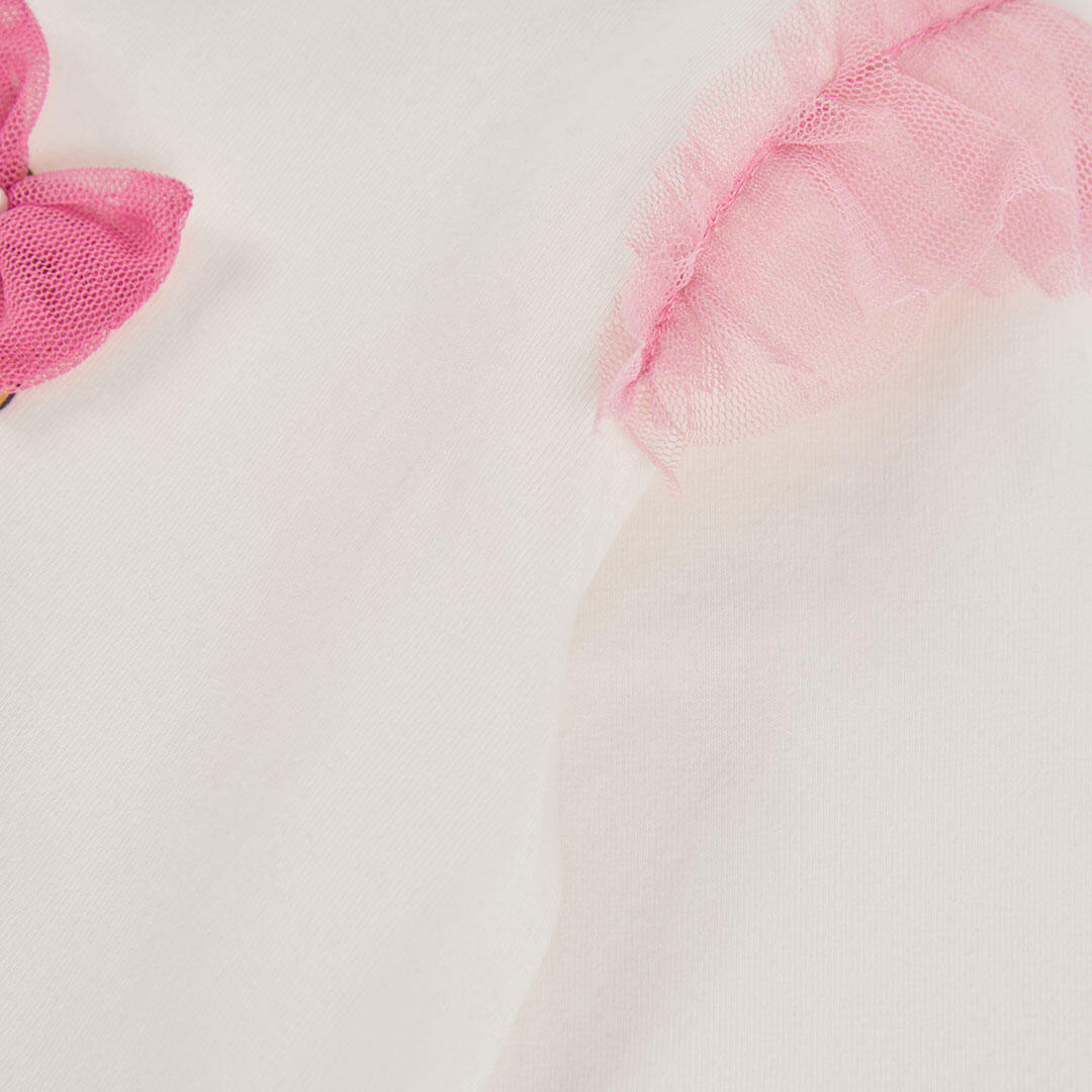 Camiseta punto niña blanca estampado muñeca con perro 4/4