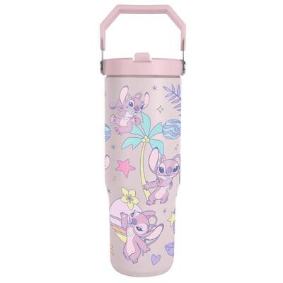 Bicchiere termico Bambini Angel Stitch Rosa Pastel con manico e Tapa antigoccia