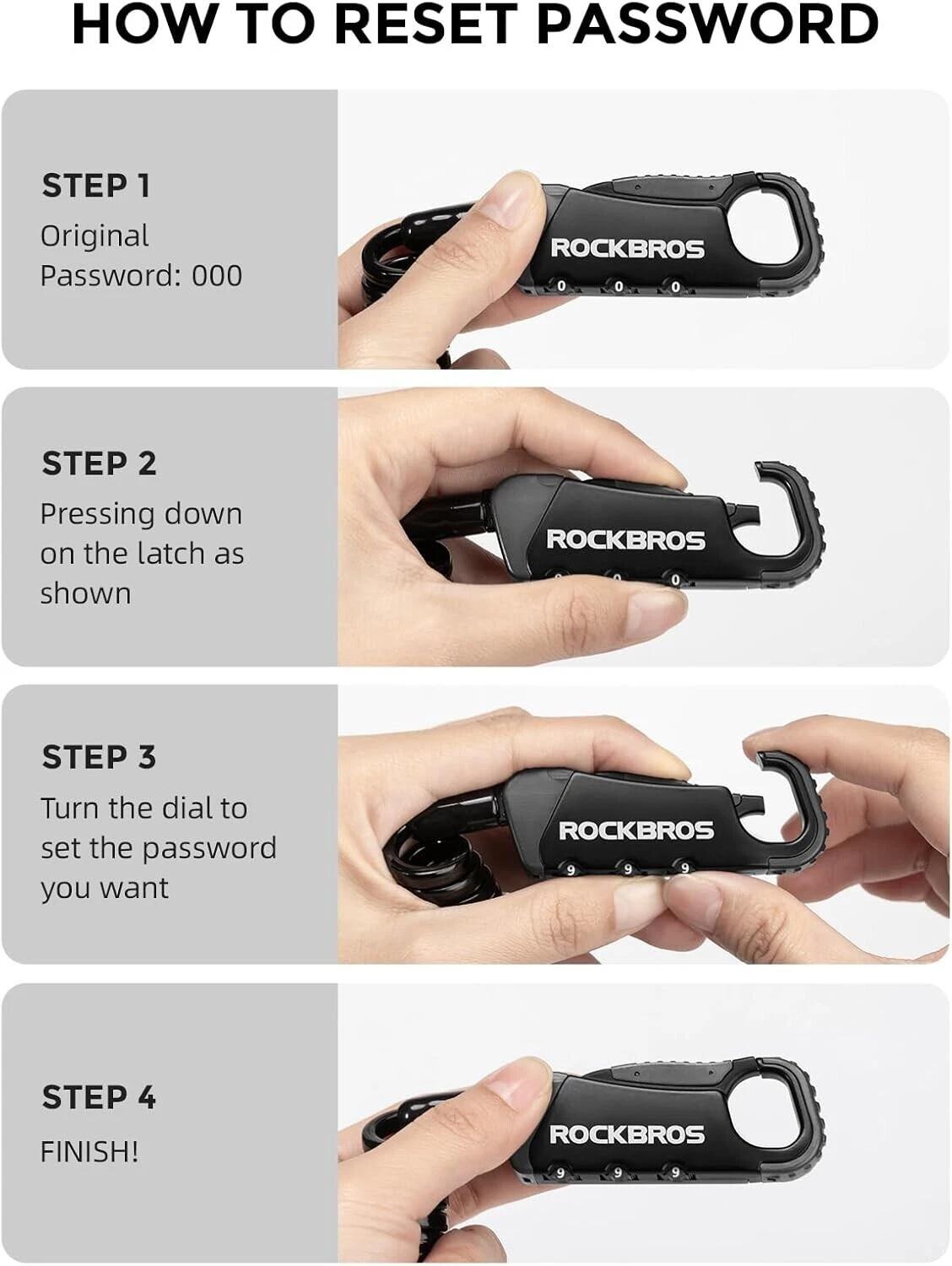 ROCKBROS Mini Kabelschloss mit 4 Zahlencode 6/7