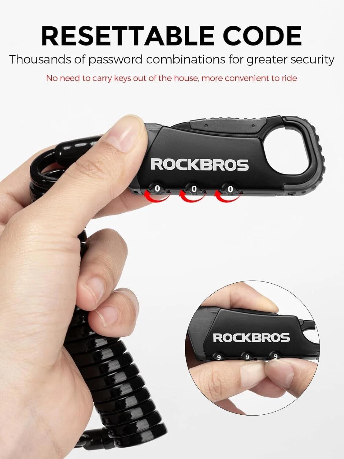 ROCKBROS Mini Kabelschloss mit 4 Zahlencode 2/7
