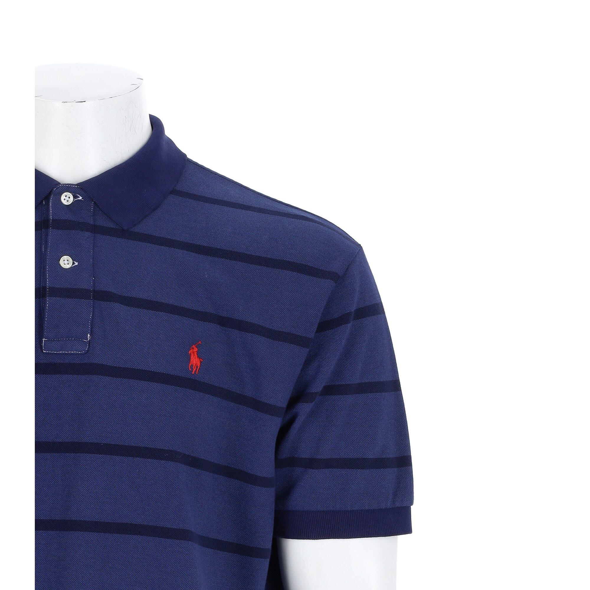 Tweedehands - Polo Ralph Lauren korte mouwen heren polo blauw marine - Als nieuw 6/7