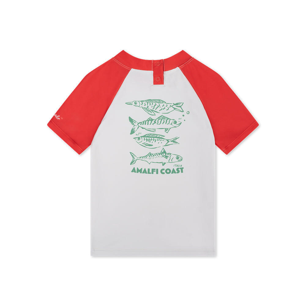 Camiseta de natación - Manga corta - 2-4 Años - Rojo - Con rayas - 98/104 3/7