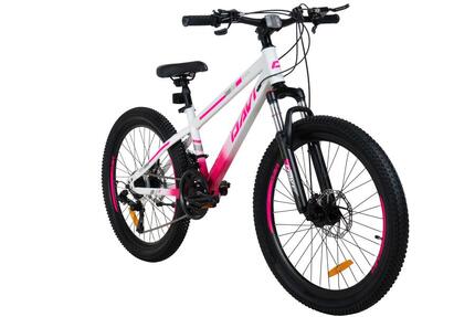 Vélo VTT 9-12 ans 24 pouces cadre robuste 11" suspension rose Davi Bonita Pro