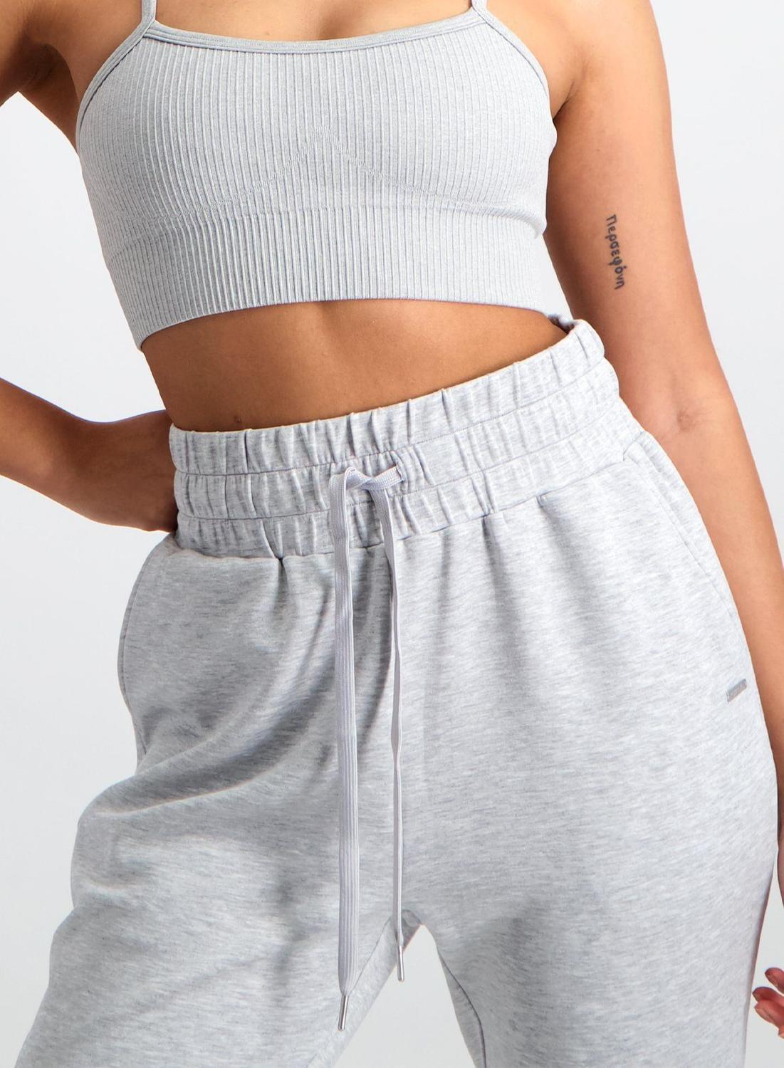 Mujer Pantalón de Chándal Mezcla Modal Cintura Alta Holgado Comfy Gris 3/5