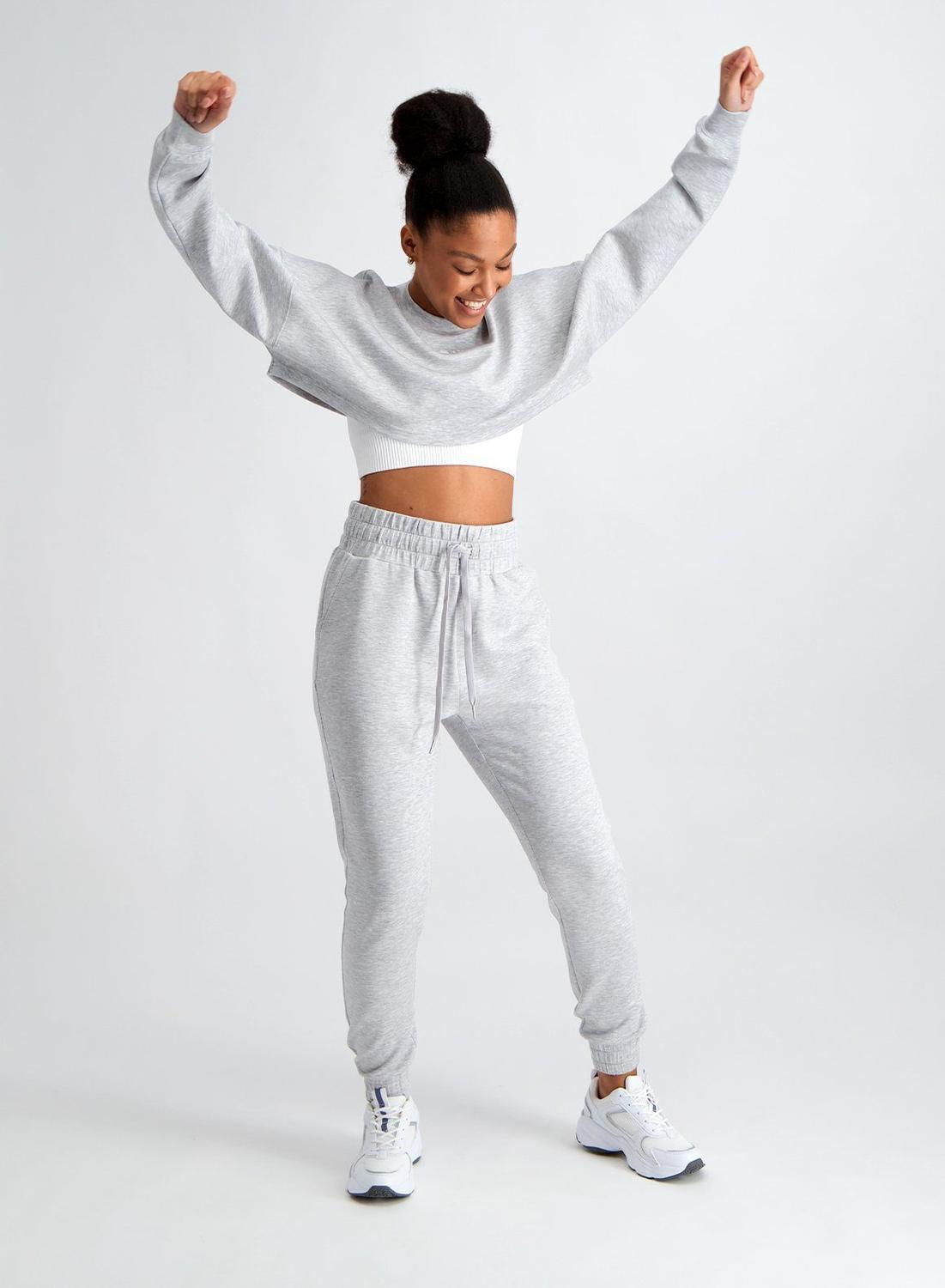 Mujer Pantalón de Chándal Mezcla Modal Cintura Alta Holgado Comfy Gris 2/5