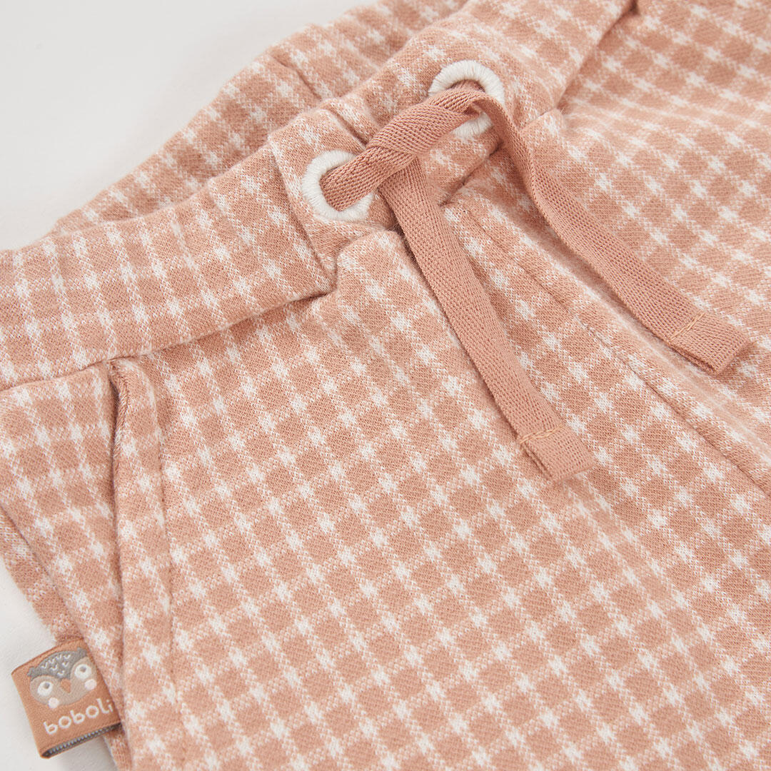 Pantalón punto cuadros bebé niño rosa 3/4