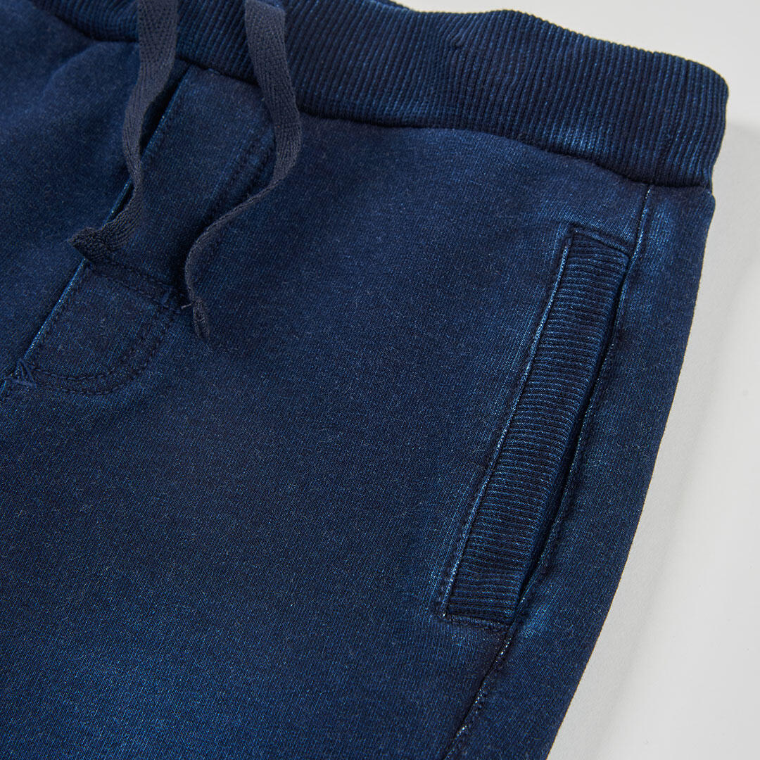 Pantalón niño felpa denim azul marino 3/4