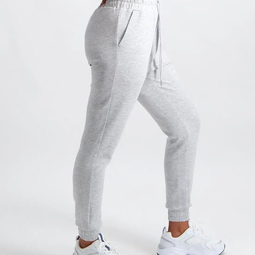 Women's Sweatpants High-Waisted Tapered Comfy Light Grey