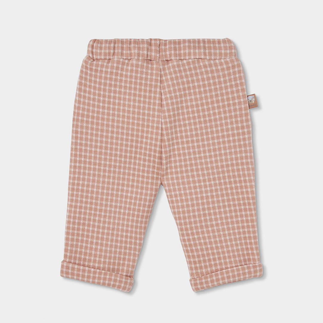 Pantalón punto cuadros bebé niño rosa 2/4