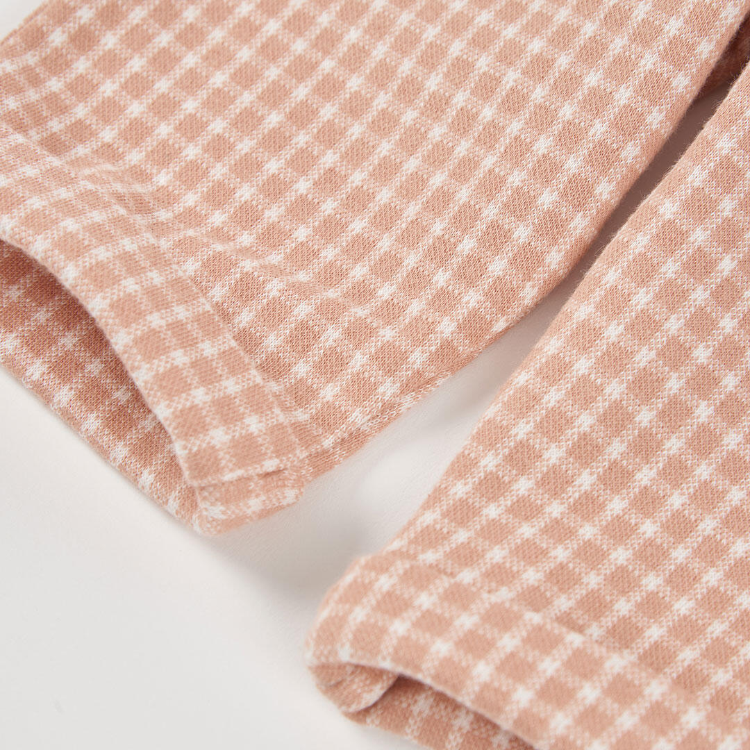 Pantalón punto cuadros bebé niño rosa 4/4