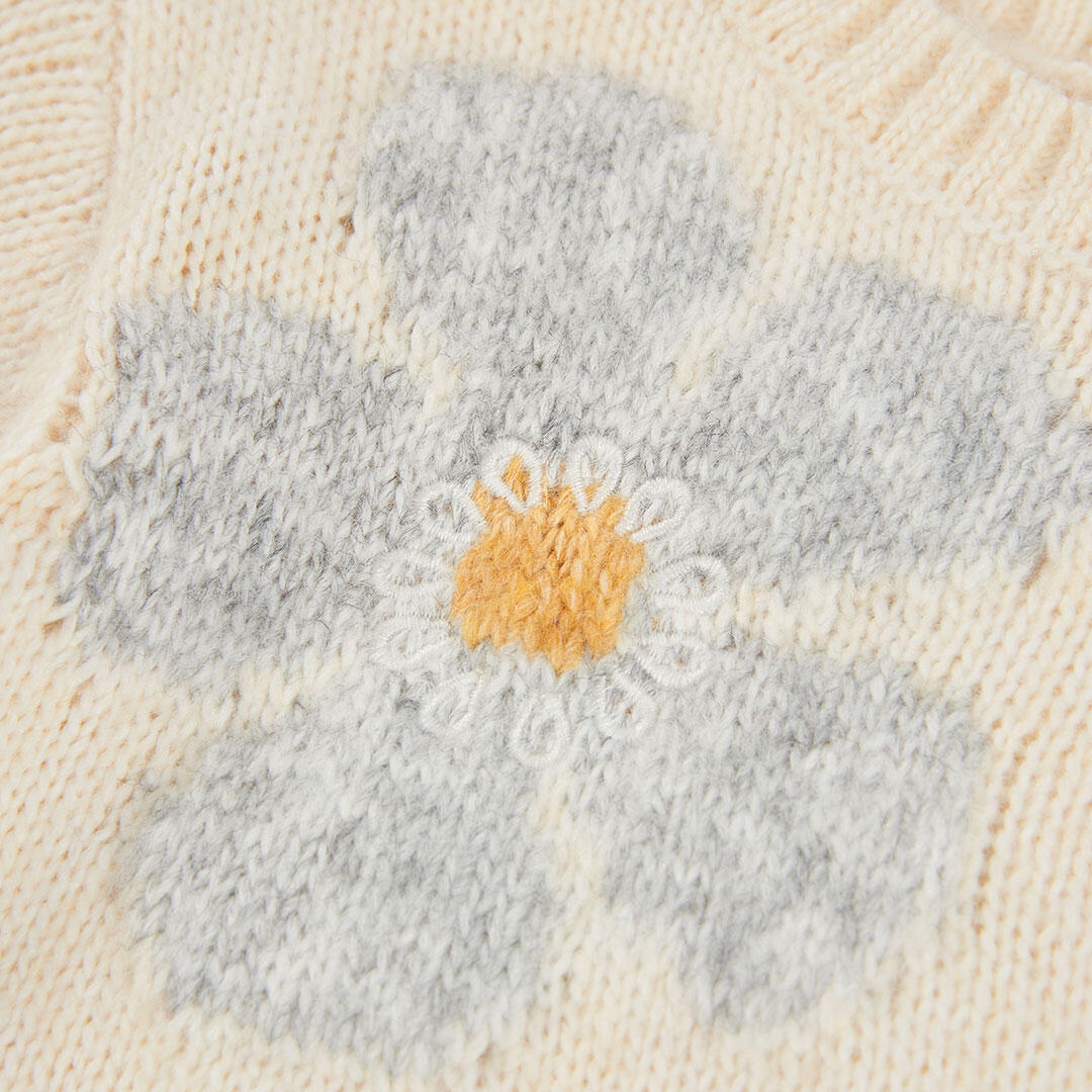Jersey niña blanco estampado de flores 3/4