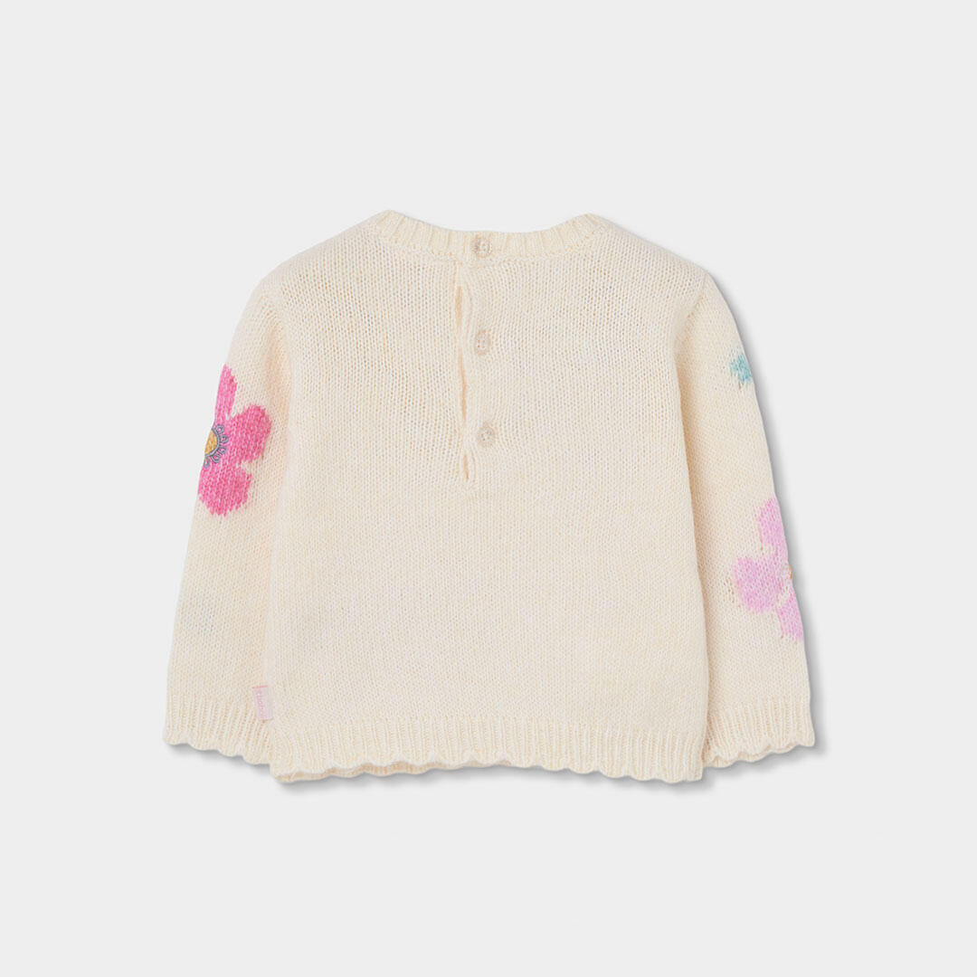 Jersey niña blanco estampado de flores 2/4