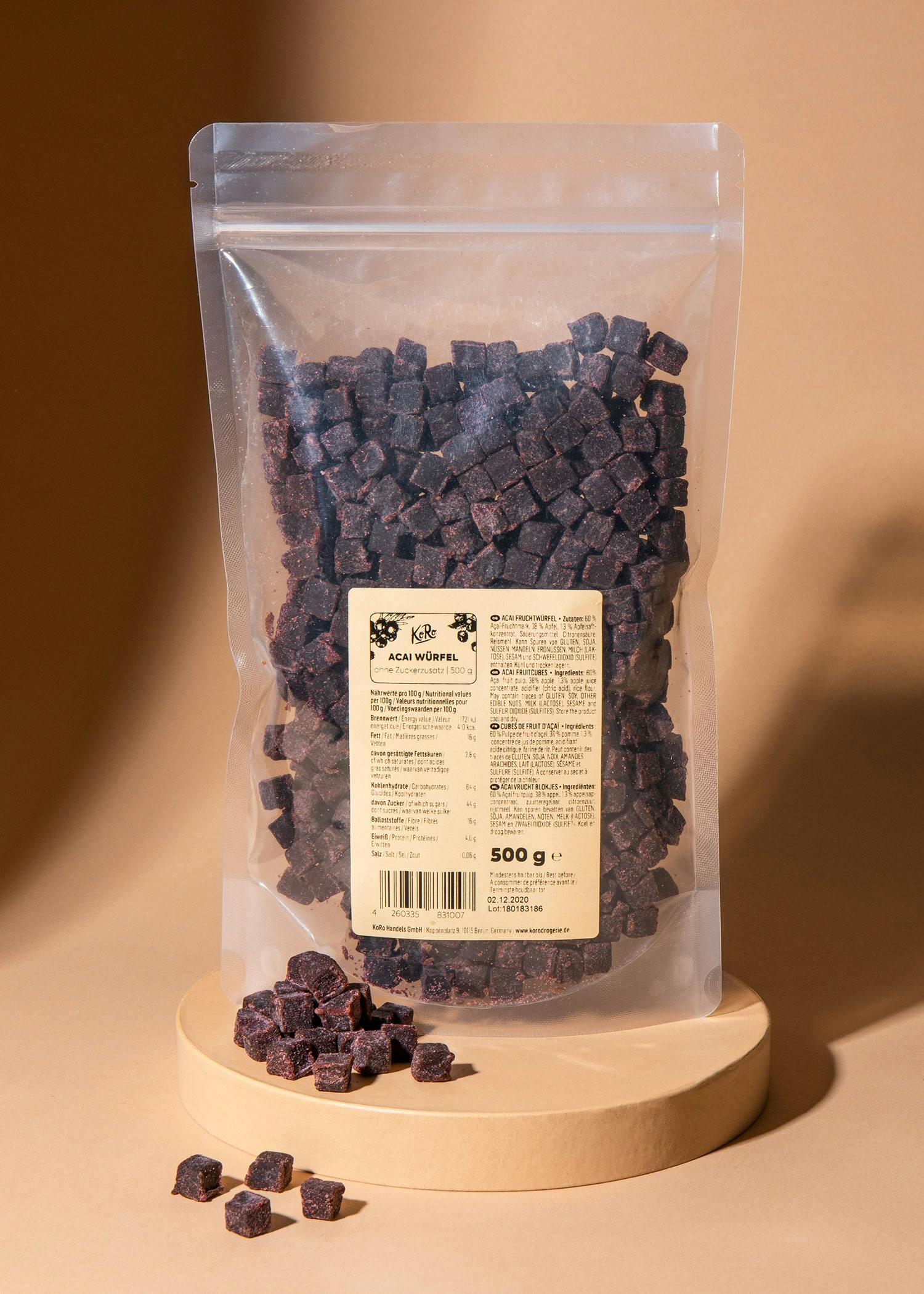 KoRo - Acai a cubetti con mela 500 g - dolcificato con mela - frutto tropicale 2/6