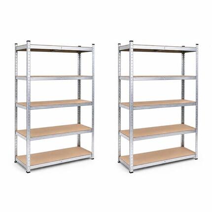 Pack de 2 étagères métalliques galvanisées 180x90x40 cm 5 tablettes renforcées