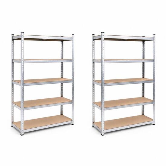 Pack de 2 étagères métalliques galvanisées 180x90x40 cm 5 tablettes renforcées