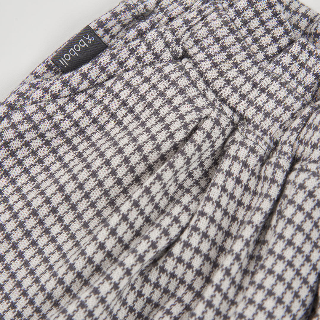 Pantalón punto cuadros niña gris 3/4