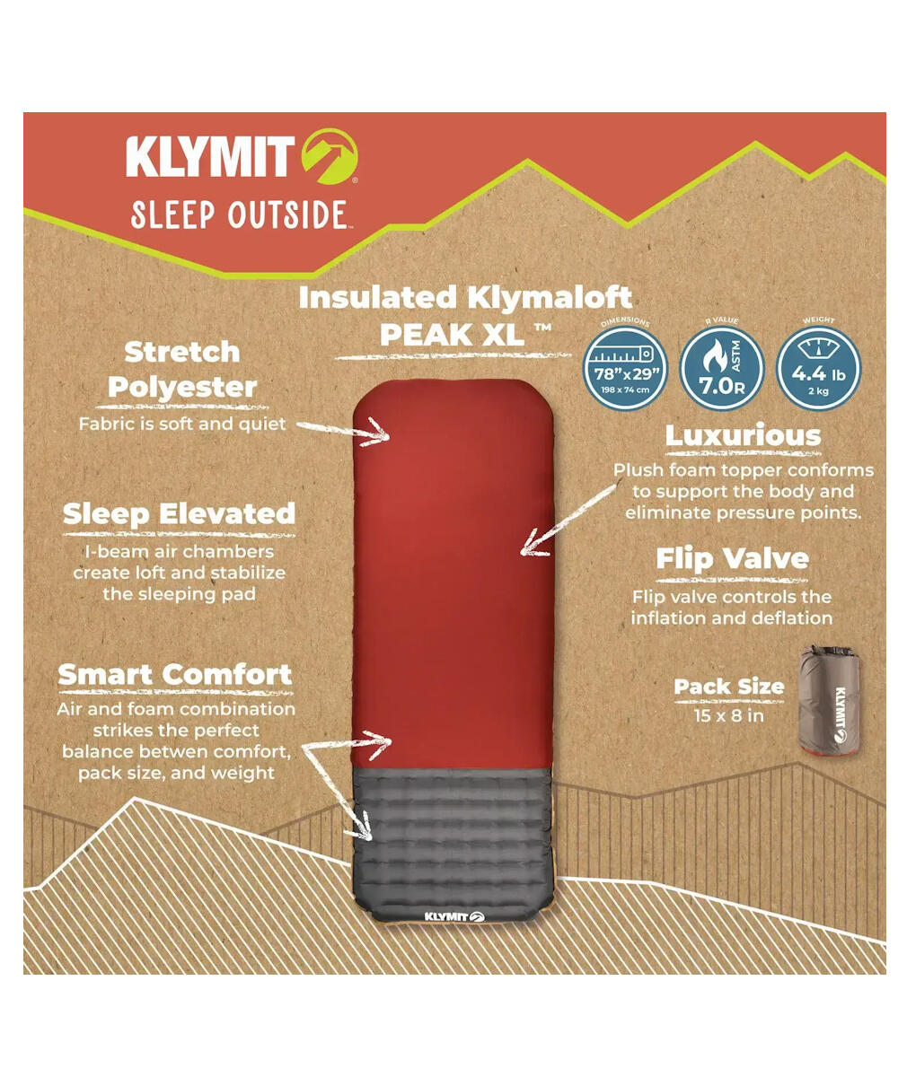 Materac dmuchany Klymit Insulated Klymaloft Peak XL - picante 4/7