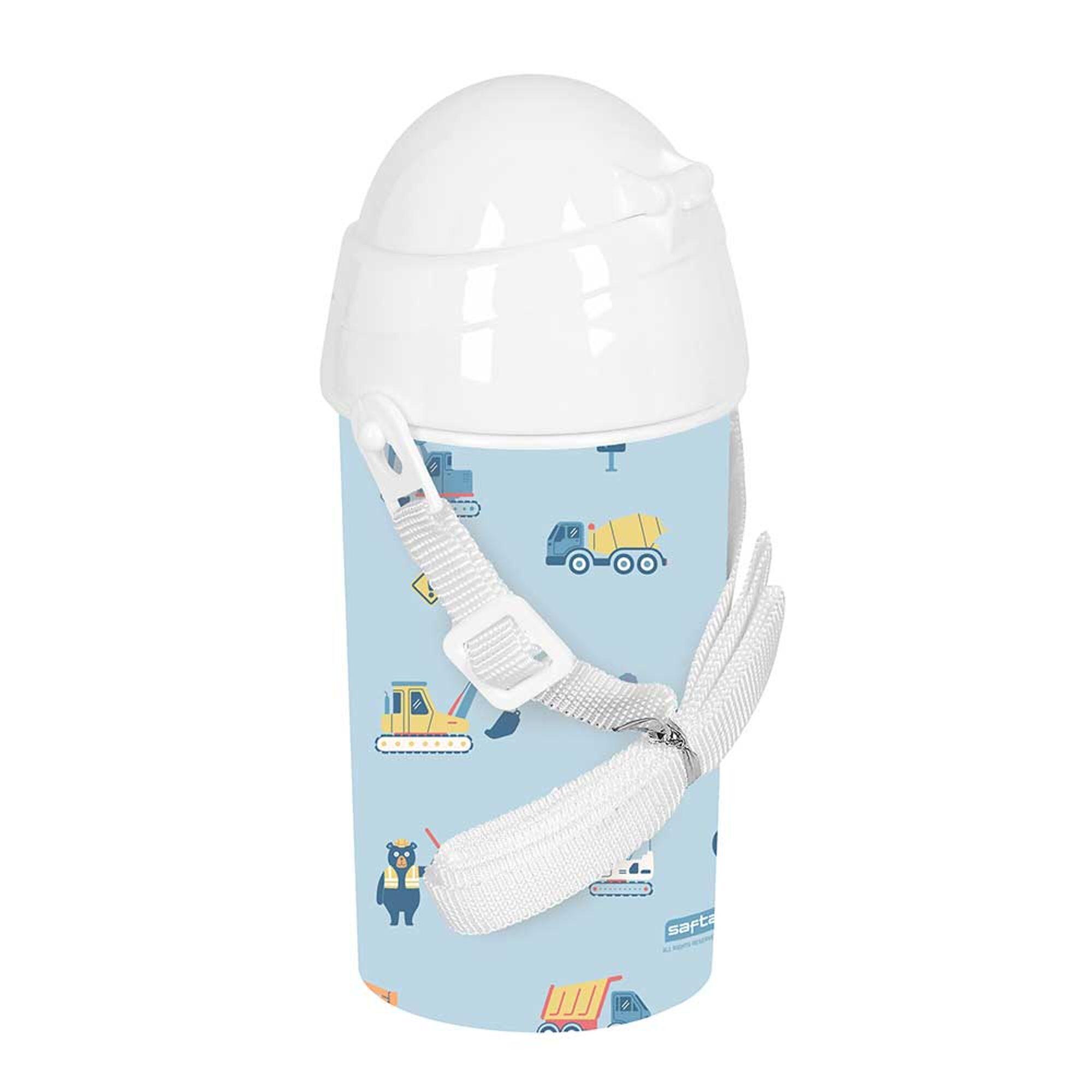 Borraccia Bambini Preescolar Gruas Blu con Pajita e Apertura Automática 0,5 L 3/3